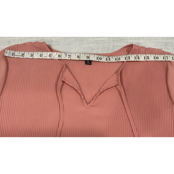 Simply Vera Vera Wang Women Pink Long Sleeve Blouse XL Pleated Chiffon Flowy - Picture 10 of 11